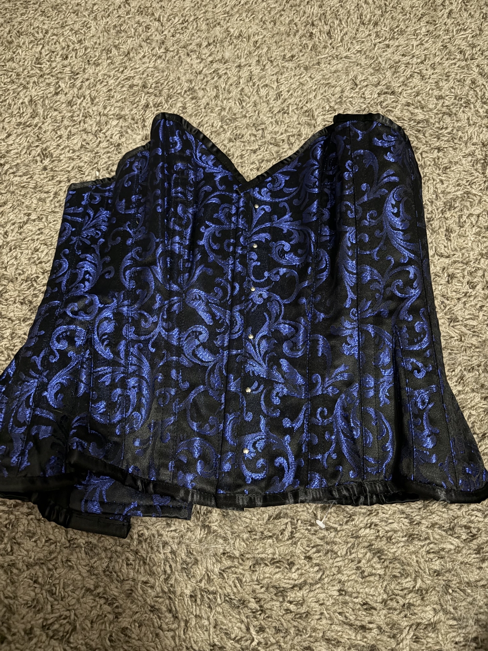 Corset-Style Strapless Bustier Camisole in Black & Royal Blue